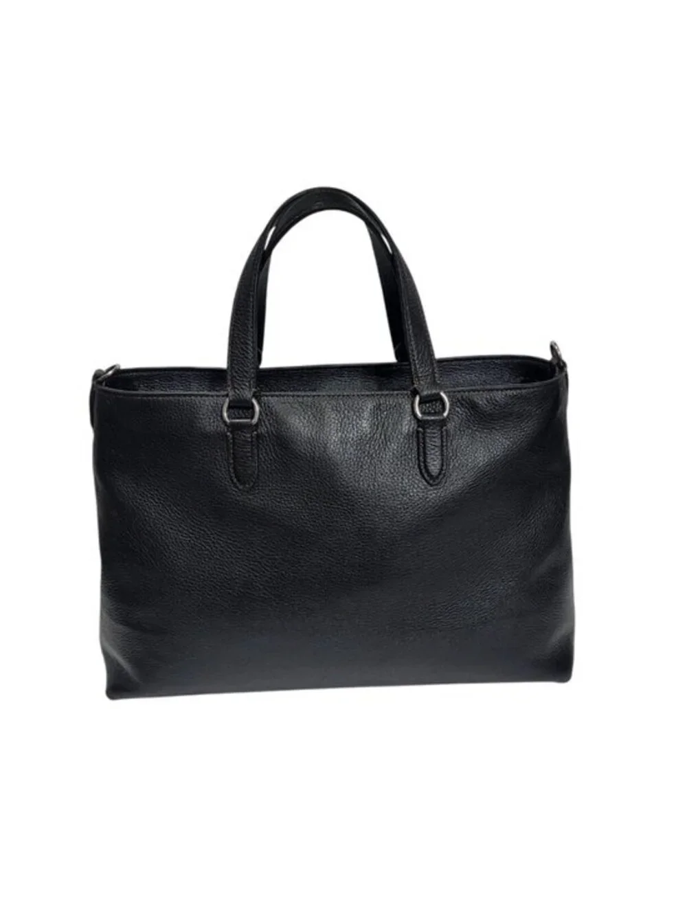 Coach Logan Black Pebbled Leather Carryall Logo Strap